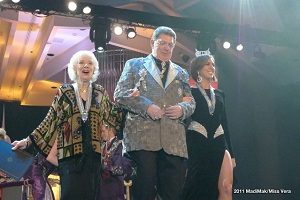 Future Emperor Tree escorts newly knighted Dame Joyce Randolph (The Honeymooners) and Dame Claire Buffie (Miss New York)